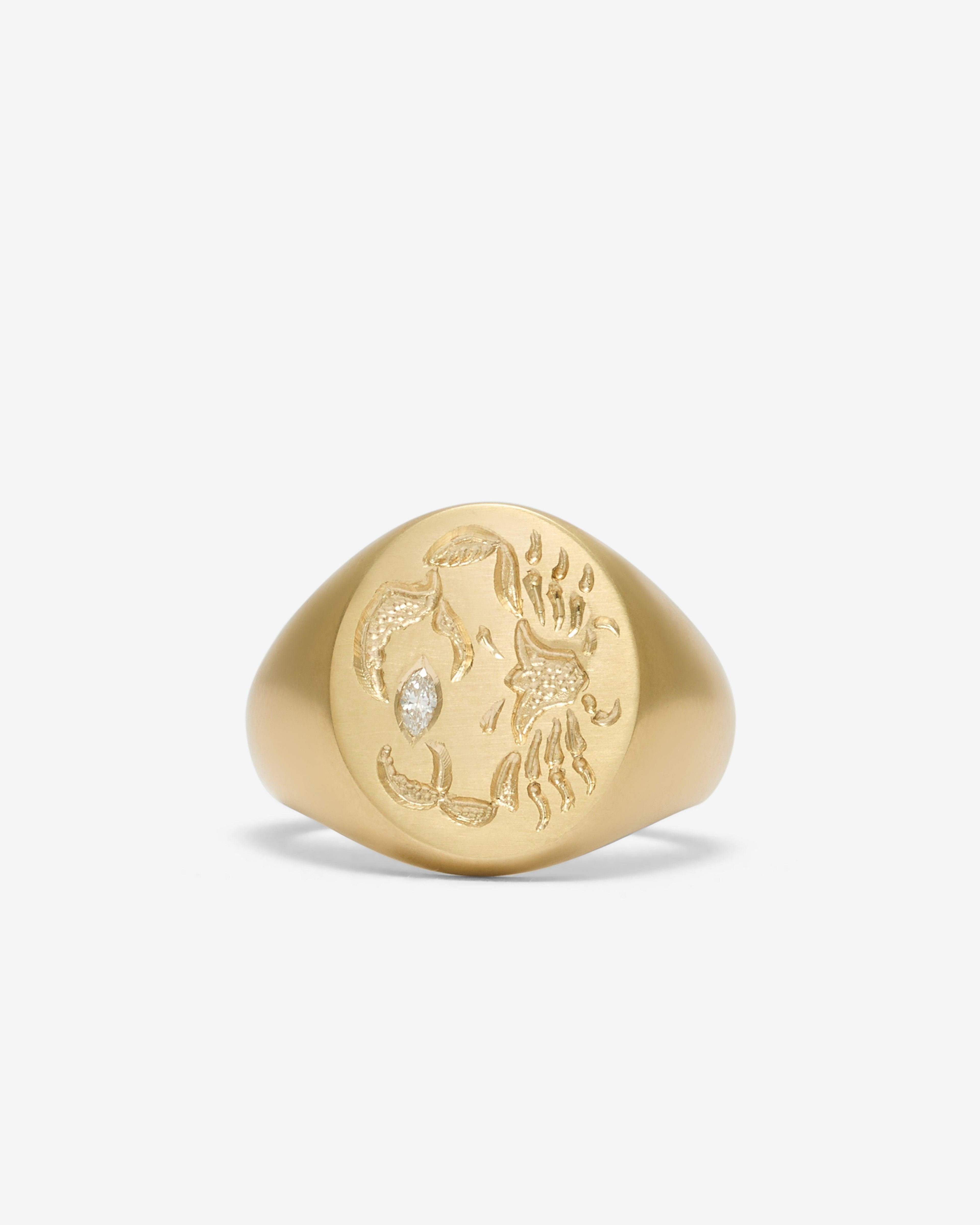 Castro - Crab Cancer Signet Ring - (Yellow Gold) by CASTRO