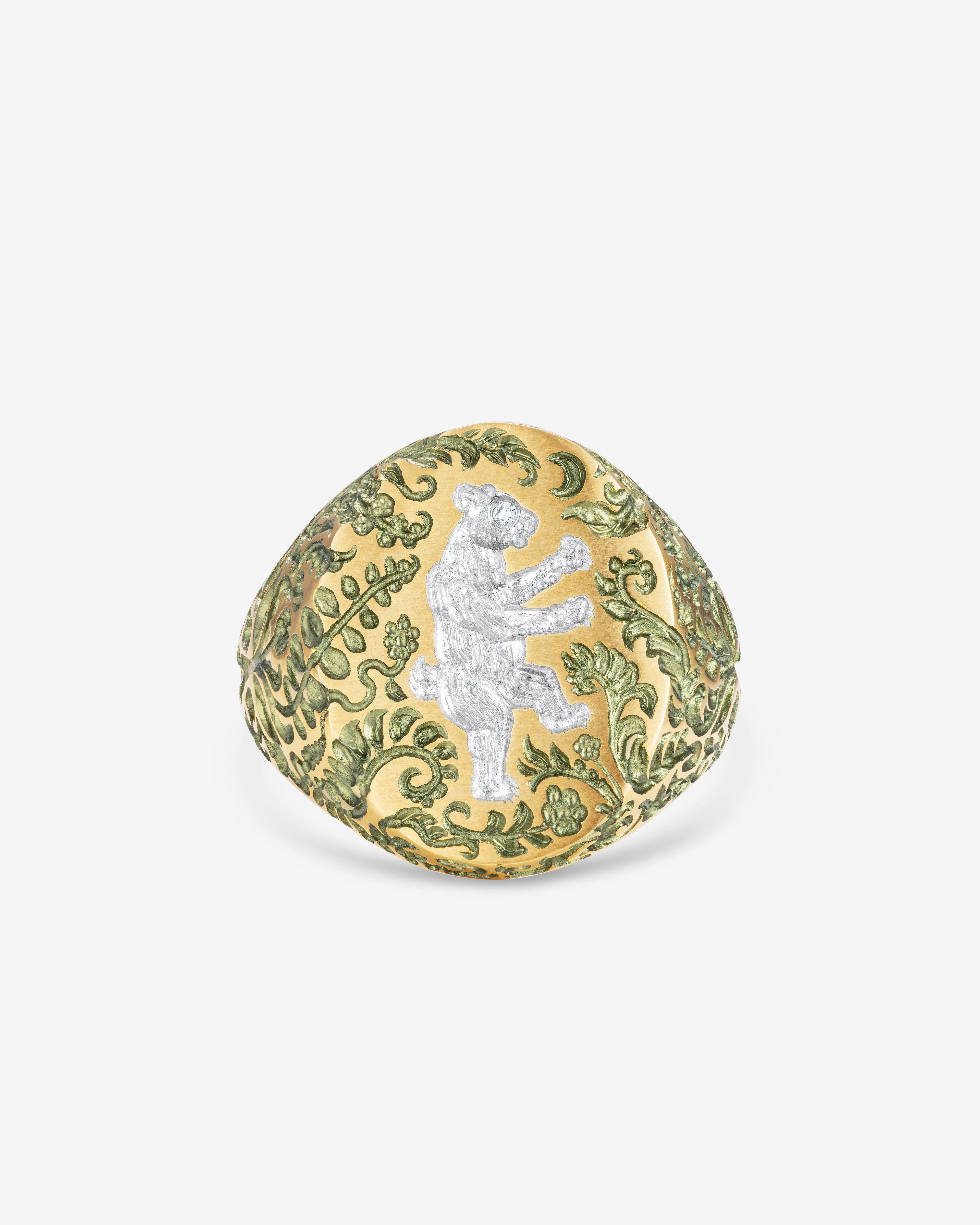 Castro  - Greenman Signet Ring -  (Yellow Gold) by CASTRO