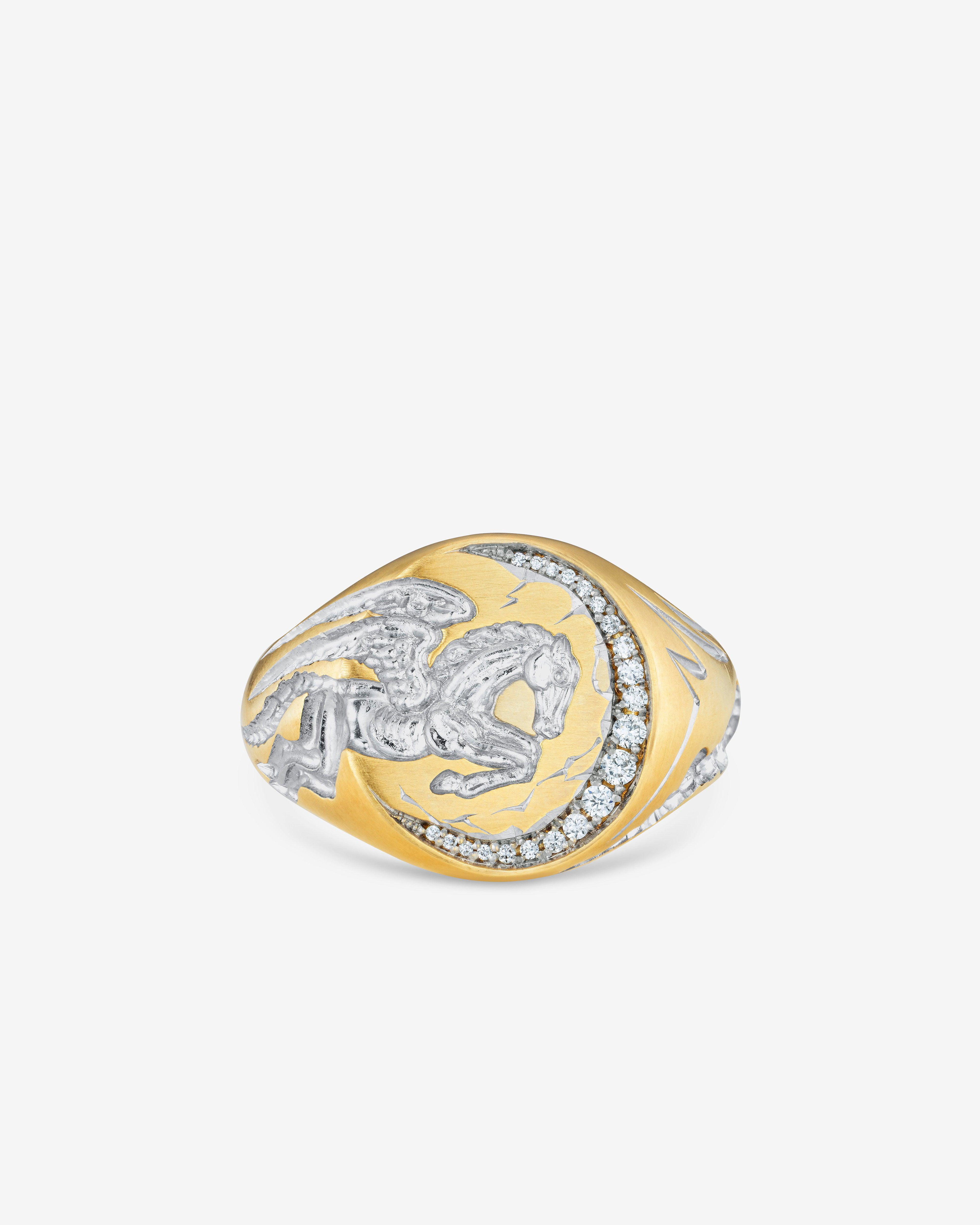 Castro  - Mini Horse Signet Ring -  (White) by CASTRO