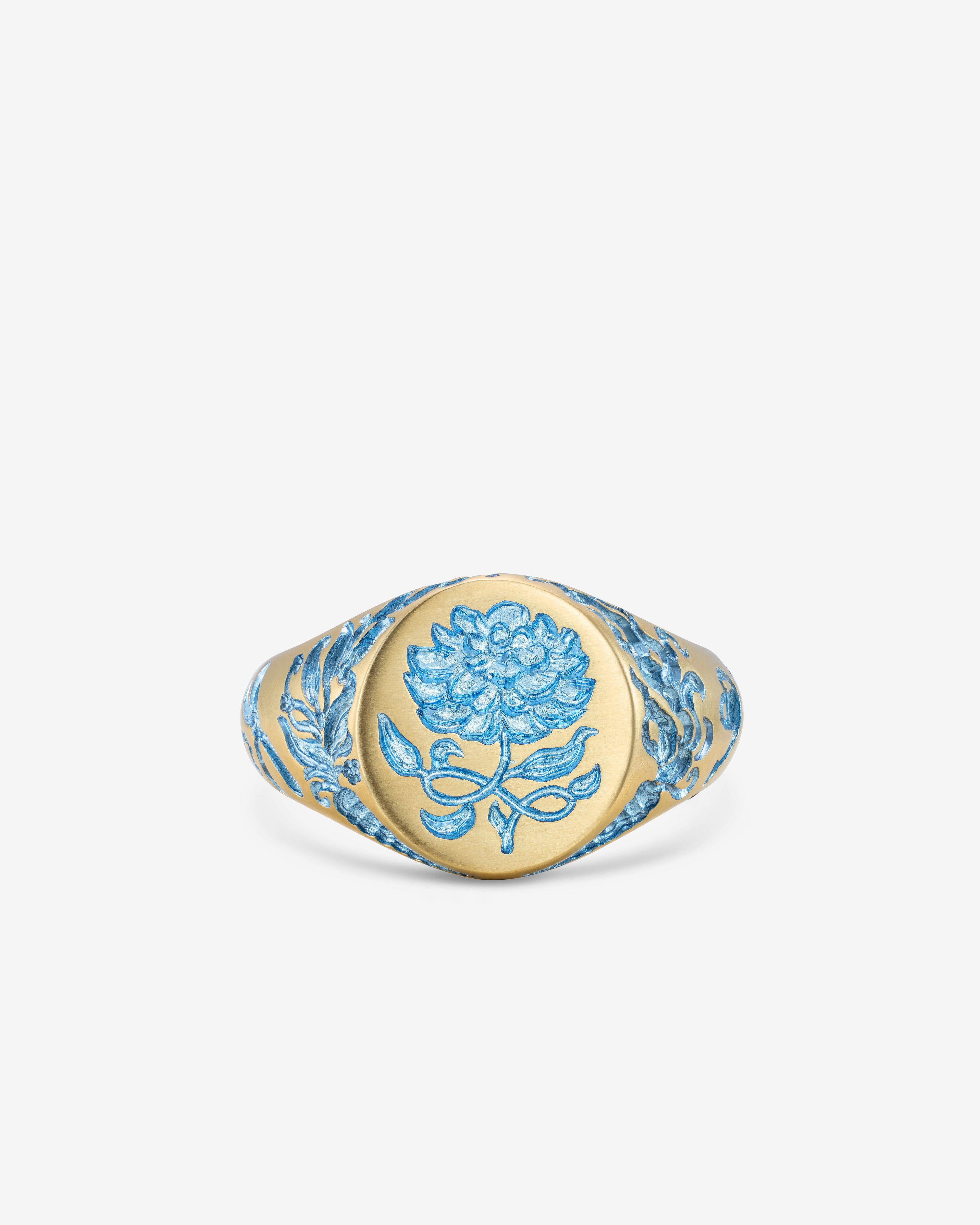 Castro  - Peony Signet Ring -  (Blue) by CASTRO