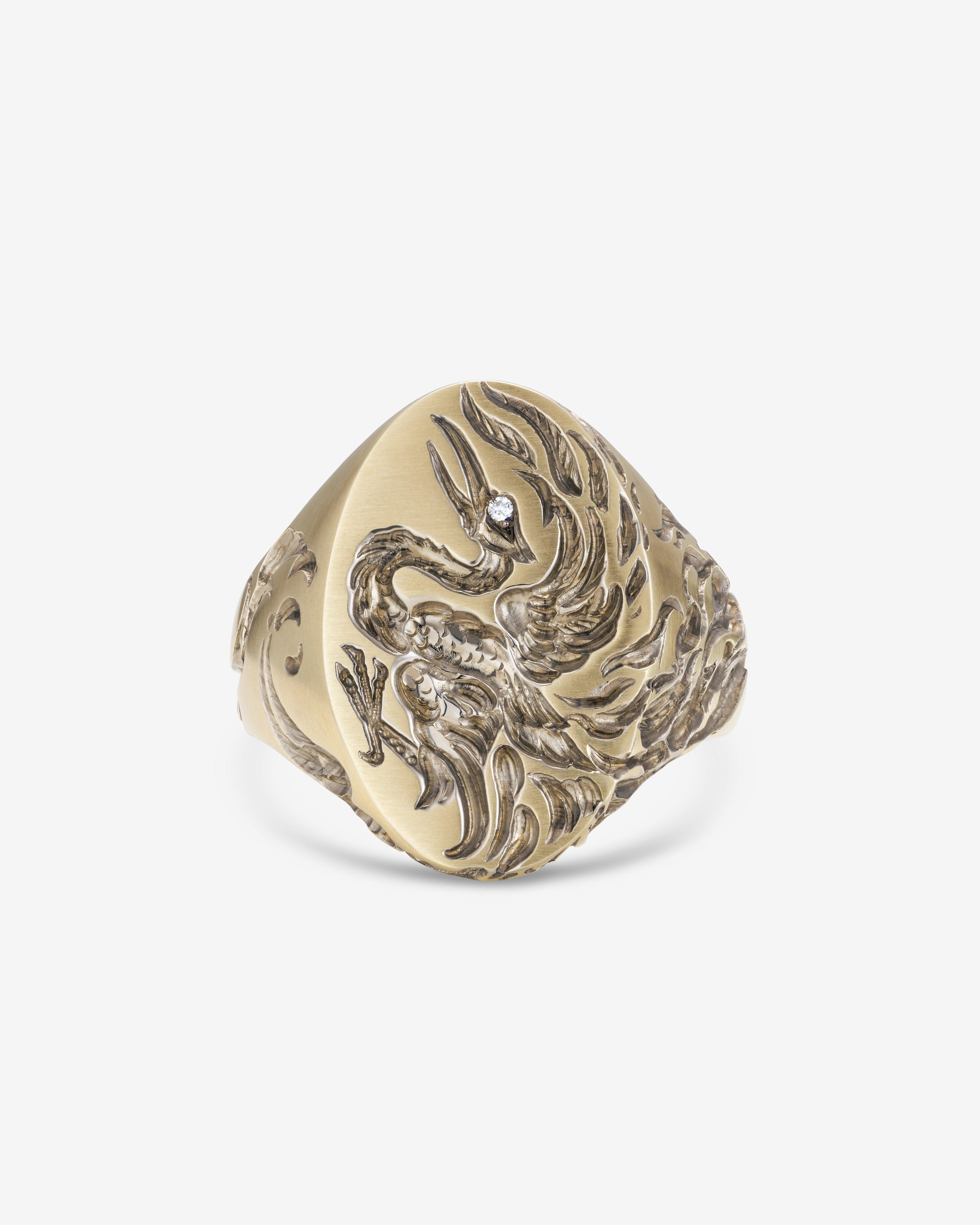 Castro  - Phoenix Signet Ring -  (Black) by CASTRO
