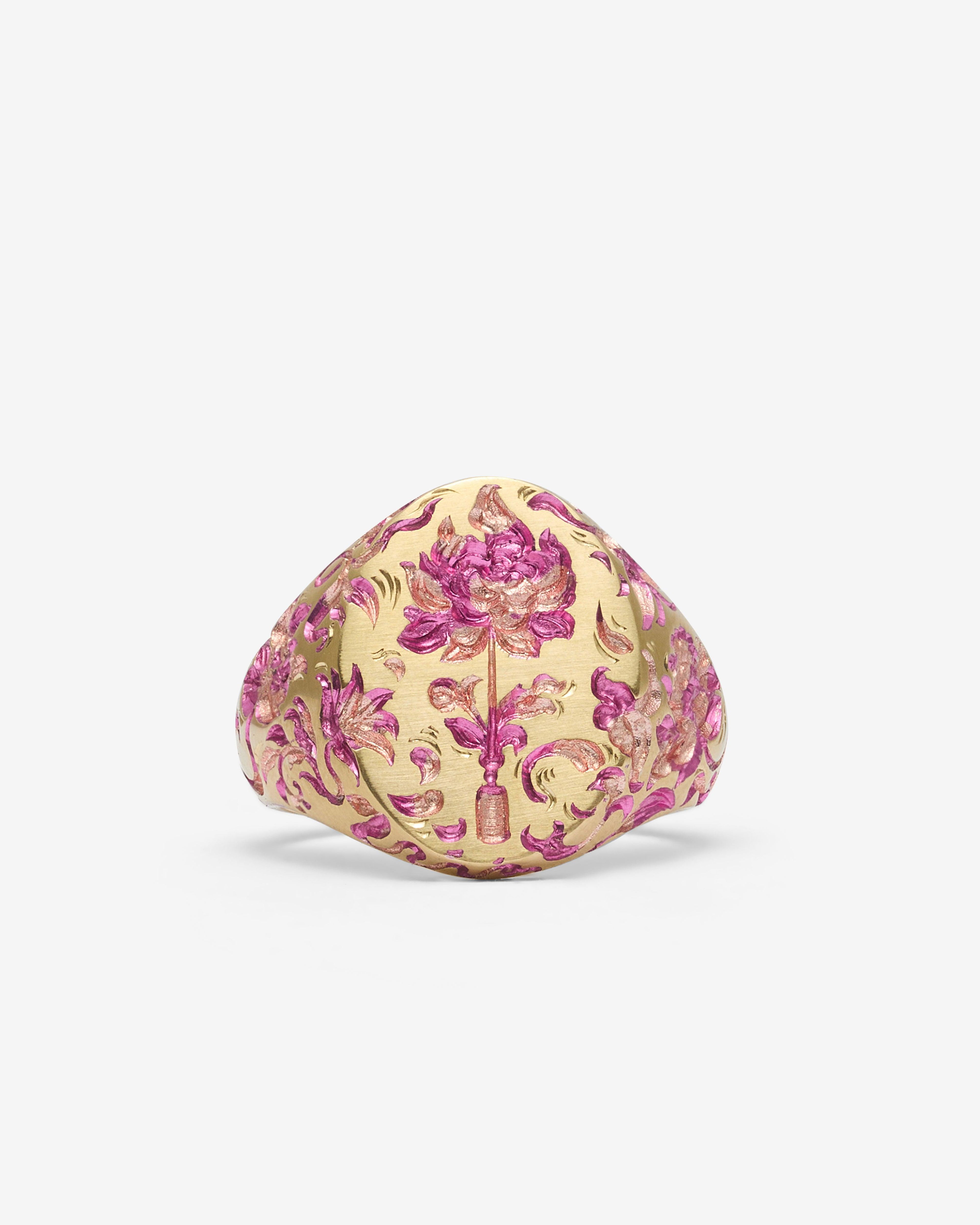 Castro - Vase Of Peonies Signet Ring - (Yellow Gold) by CASTRO