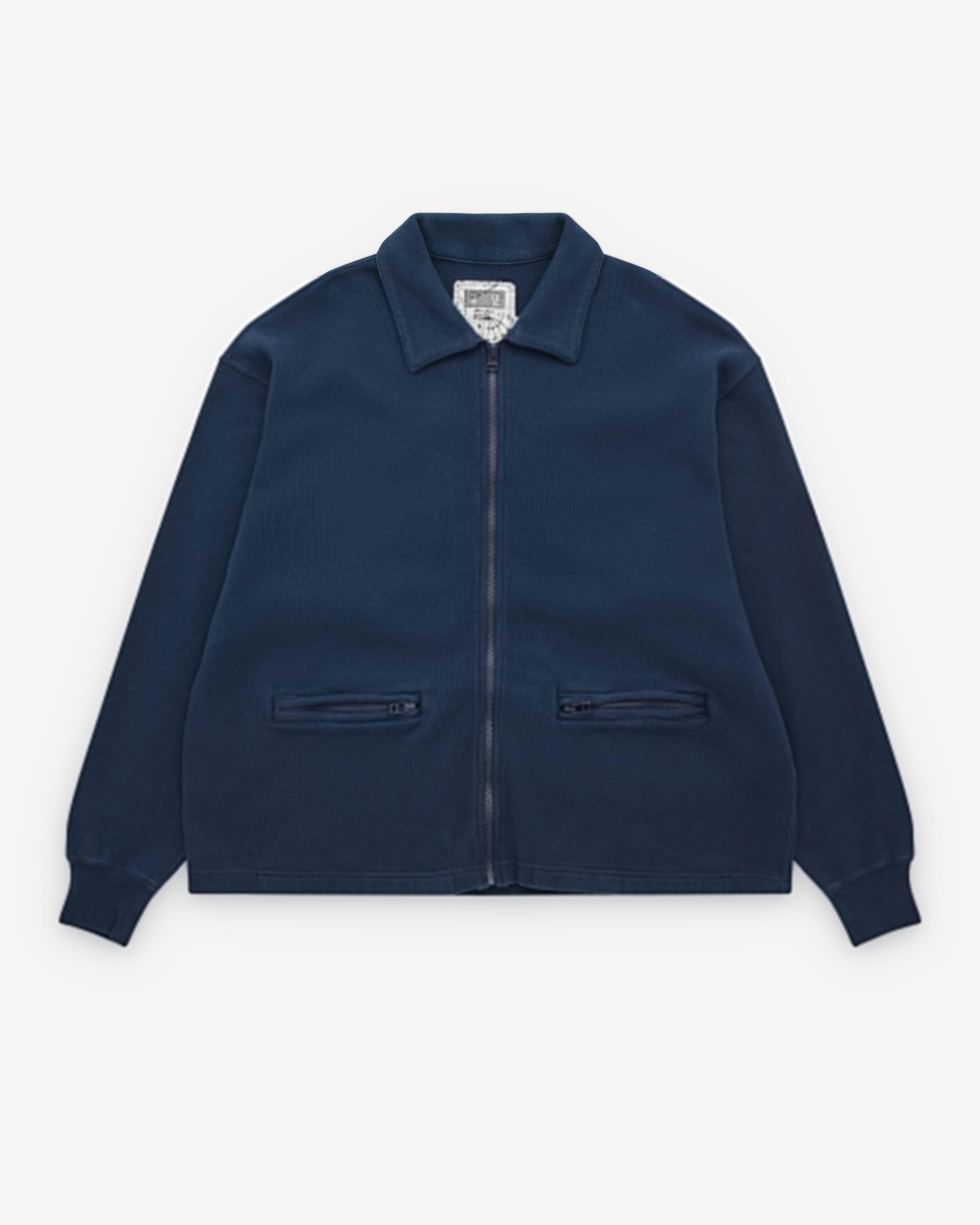 Cav Empt - Men’s Dbl Knit Collared Zip Up Navy - (Navy) by CAV EMPT