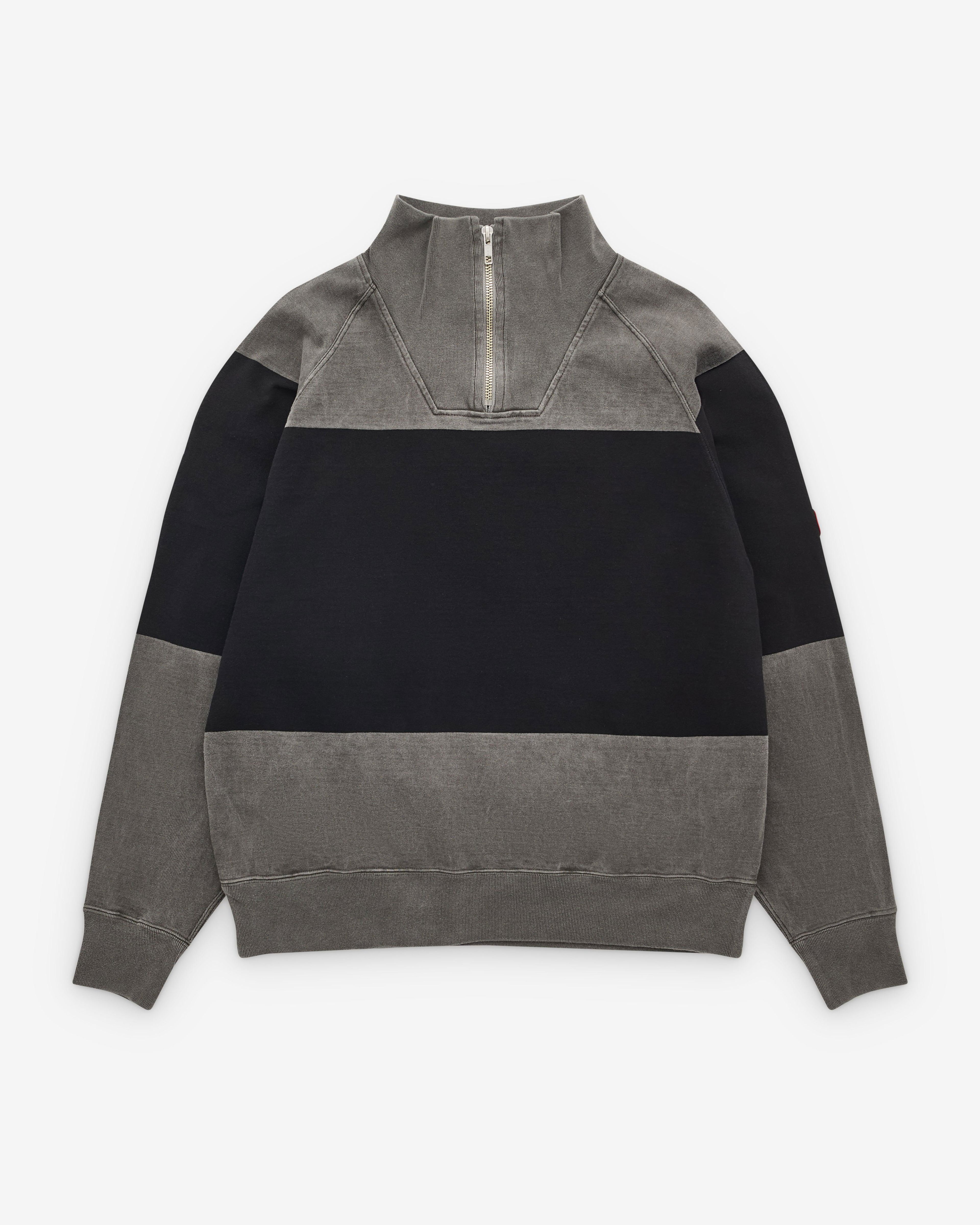 Cav Empt - Men’s Overdye Stripe Half Zip - (Grey) by CAV EMPT