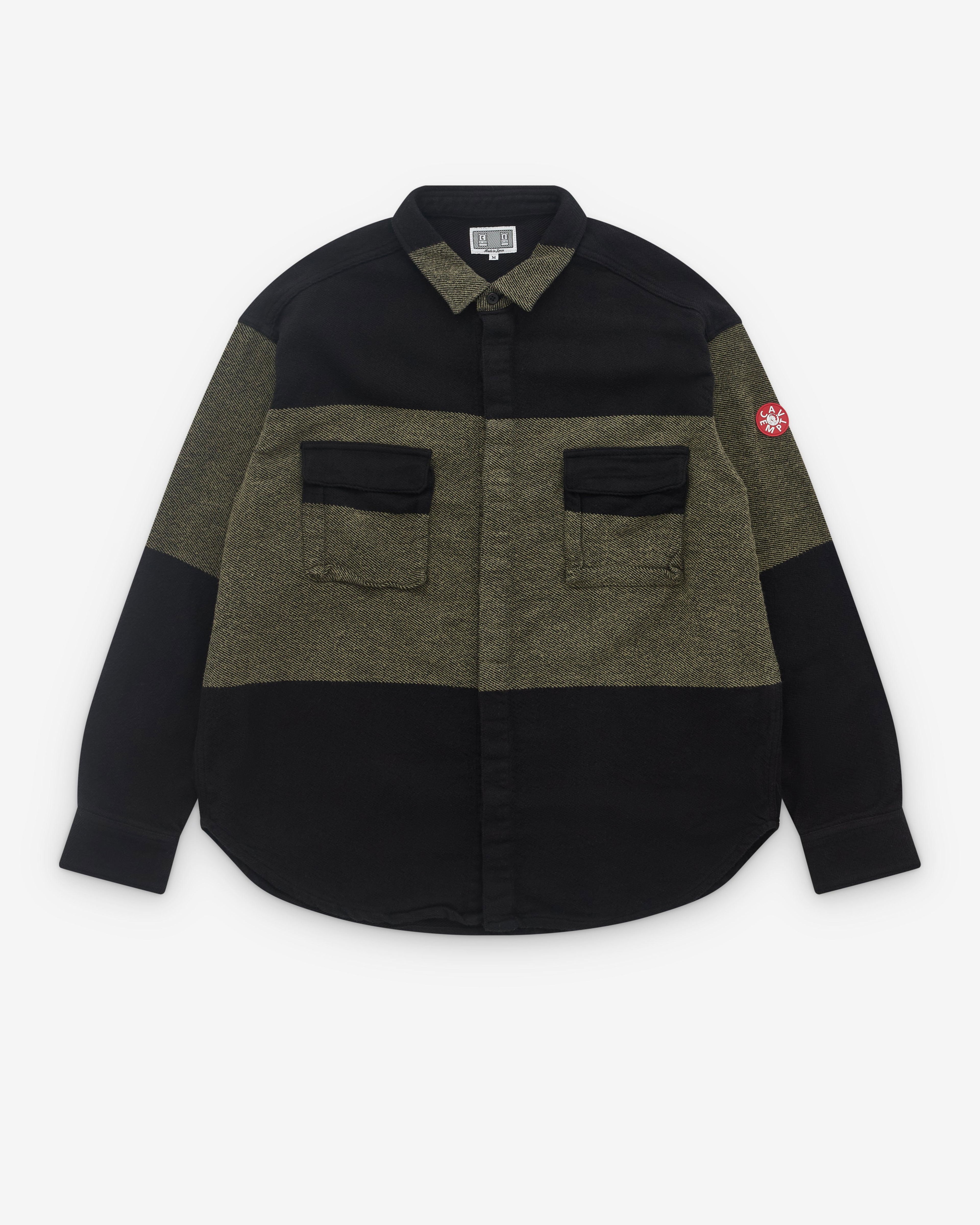 Cav Empt - Men’s Stripe Flannel Big Shirt Khaki - (Khaki) by CAV EMPT