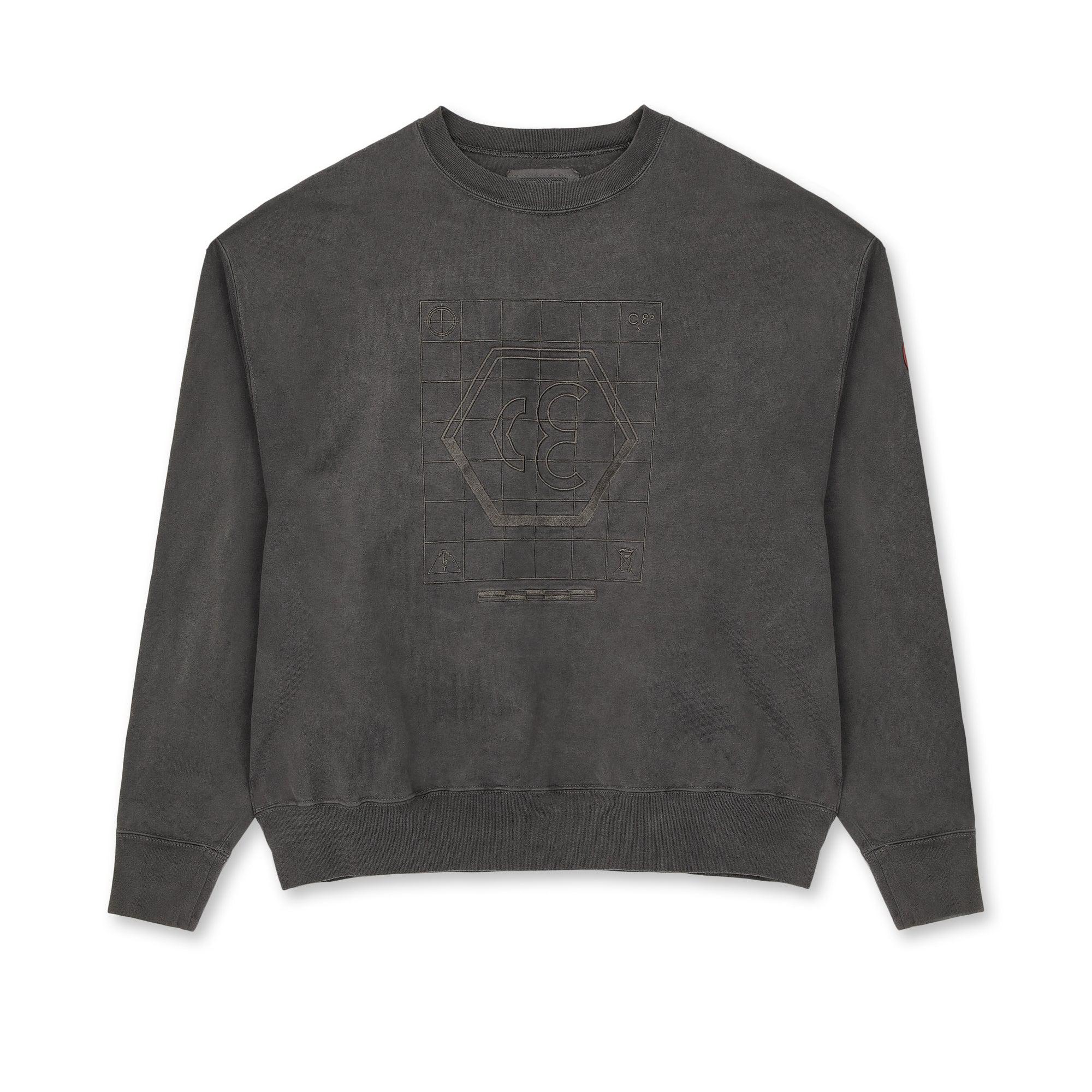 Cav Empt - Overdye Grid CE Light Crewneck - (Charcoal) by CAV EMPT