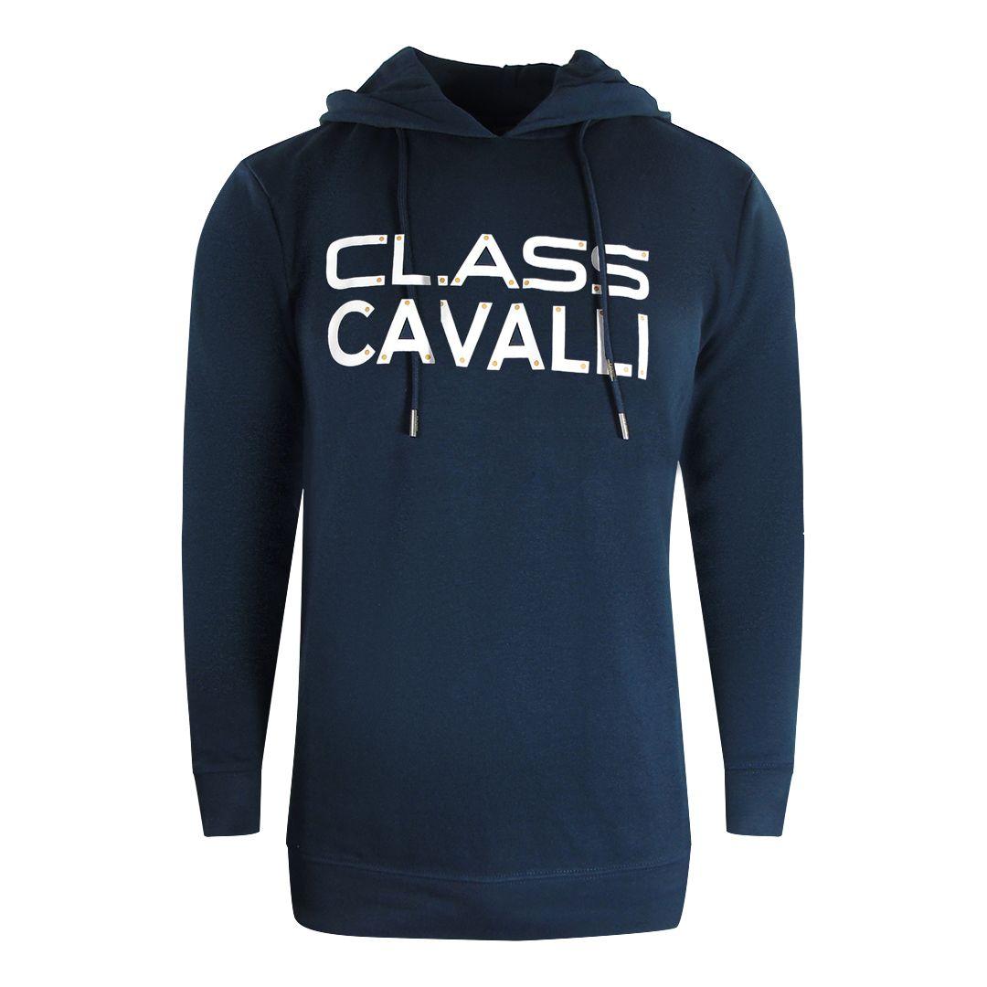 Reverse Logo Navy Blue Hoodie by CAVALLI CLASS