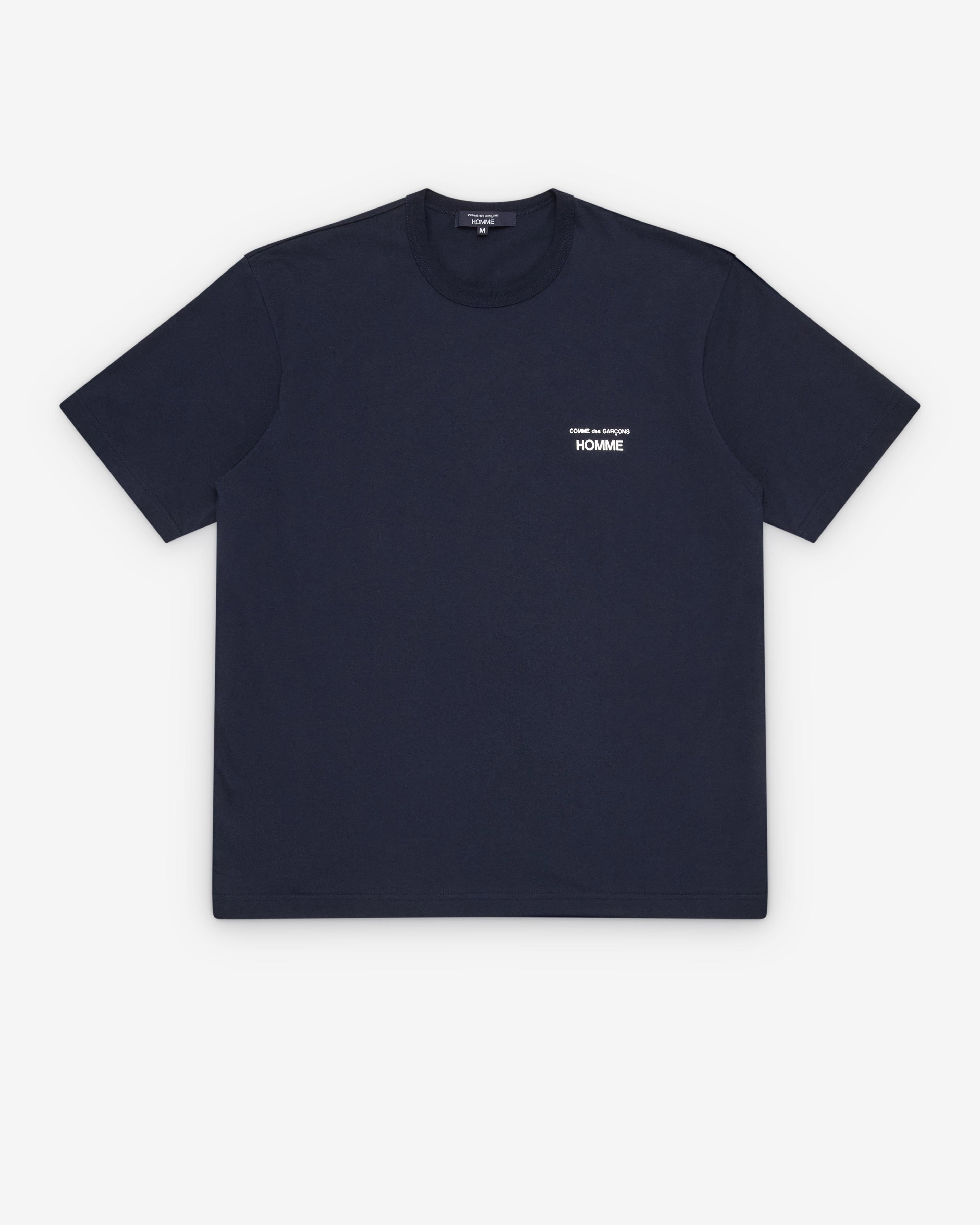 Comme des Garçons Homme - Men's Small Logo T-Shirt - (Navy) by CDG HOMME