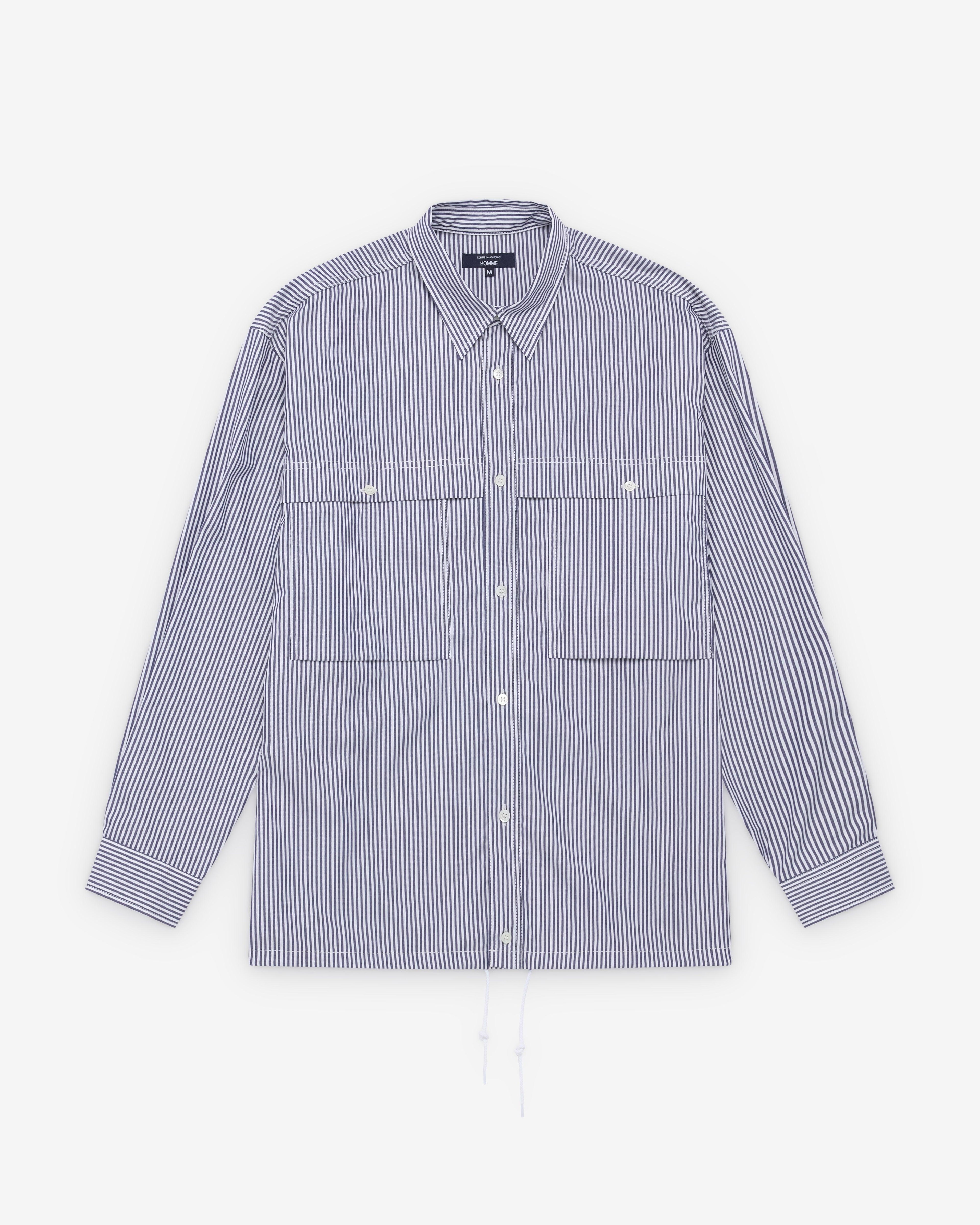 Comme des Garçons Homme - Men's Striped Utility Shirt - (Blue Stripe) by CDG HOMME
