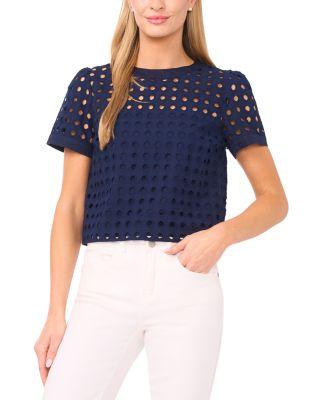 Circle Eyelet Embroidered Top by CECE