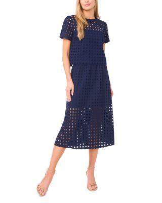 Circle Eyelet Midi Skirt by CECE