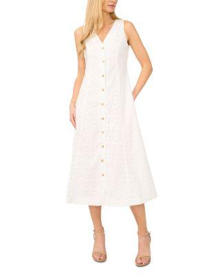 Eyelet Button Front Midi Dress by CECE