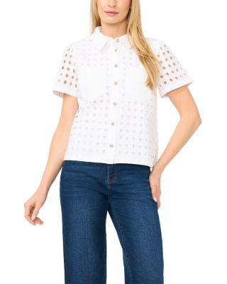 Eyelet Short Sleeve Shirt by CECE