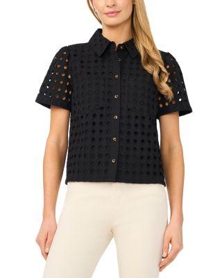 Eyelet Short Sleeve Shirt by CECE