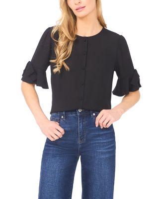 Flounce Elbow Bow Sleeve Top by CECE