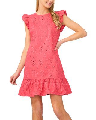 Flutter Sleeve Eyelet Mini Dress by CECE