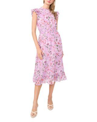 Flutter Sleeve Smocked Waist Dress by CECE