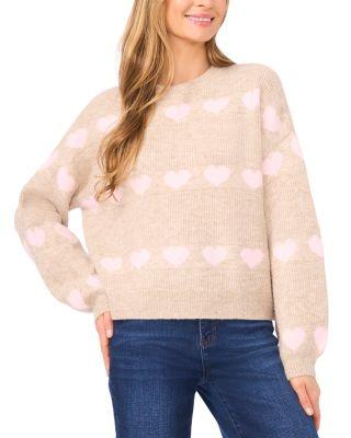 Heart Jacquard Crew Sweater by CECE