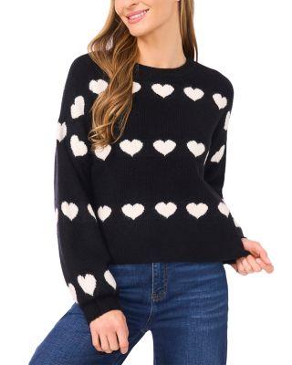 Heart Jacquard Crew Sweater by CECE