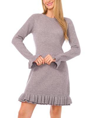 Long Sleeve Ruffle Sweater Dress by CECE
