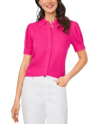 Short Sleeve Scallop Trim Shirt by CECE
