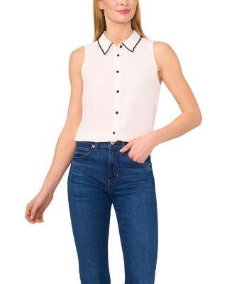 Sleeveless Button Down Top by CECE