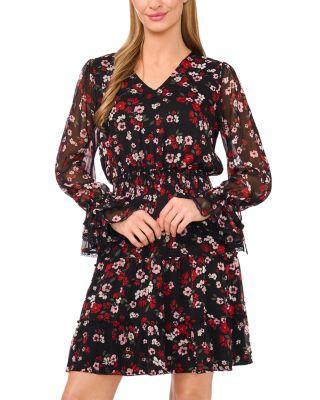 V Neck Balloon Sleeve Dress by CECE