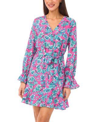 V Neck Tie Waist Dress by CECE