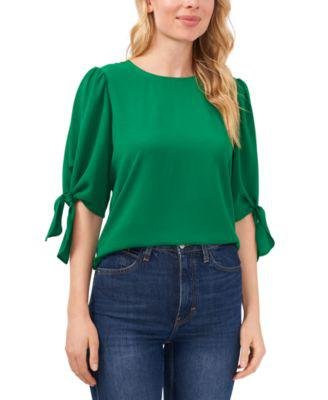 Women's Bow-Detail Puff-Sleeve Elbow Sleeve Blouse by CECE