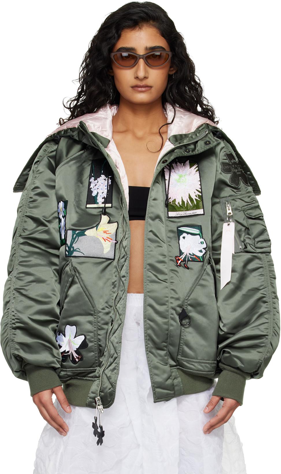 Alpha Industries x Cecilie Bahnsen Green N-2B Bomber Jacket by CECILIE BAHNSEN