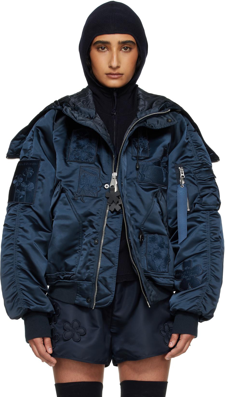 Alpha Industries x Cecilie Bahnsen Navy N-2B Bomber Jacket by CECILIE BAHNSEN