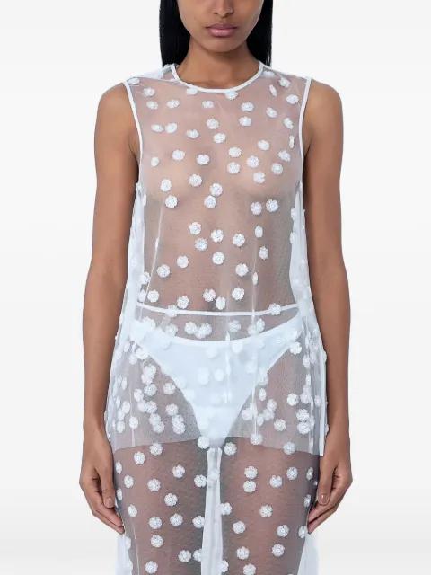 floral-embroidered sheer top by CECILIE BAHNSEN
