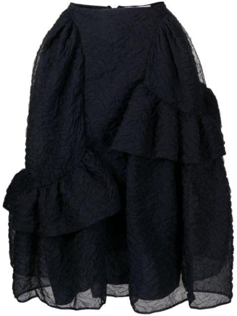 textured tiered midi skirt by CECILIE BAHNSEN