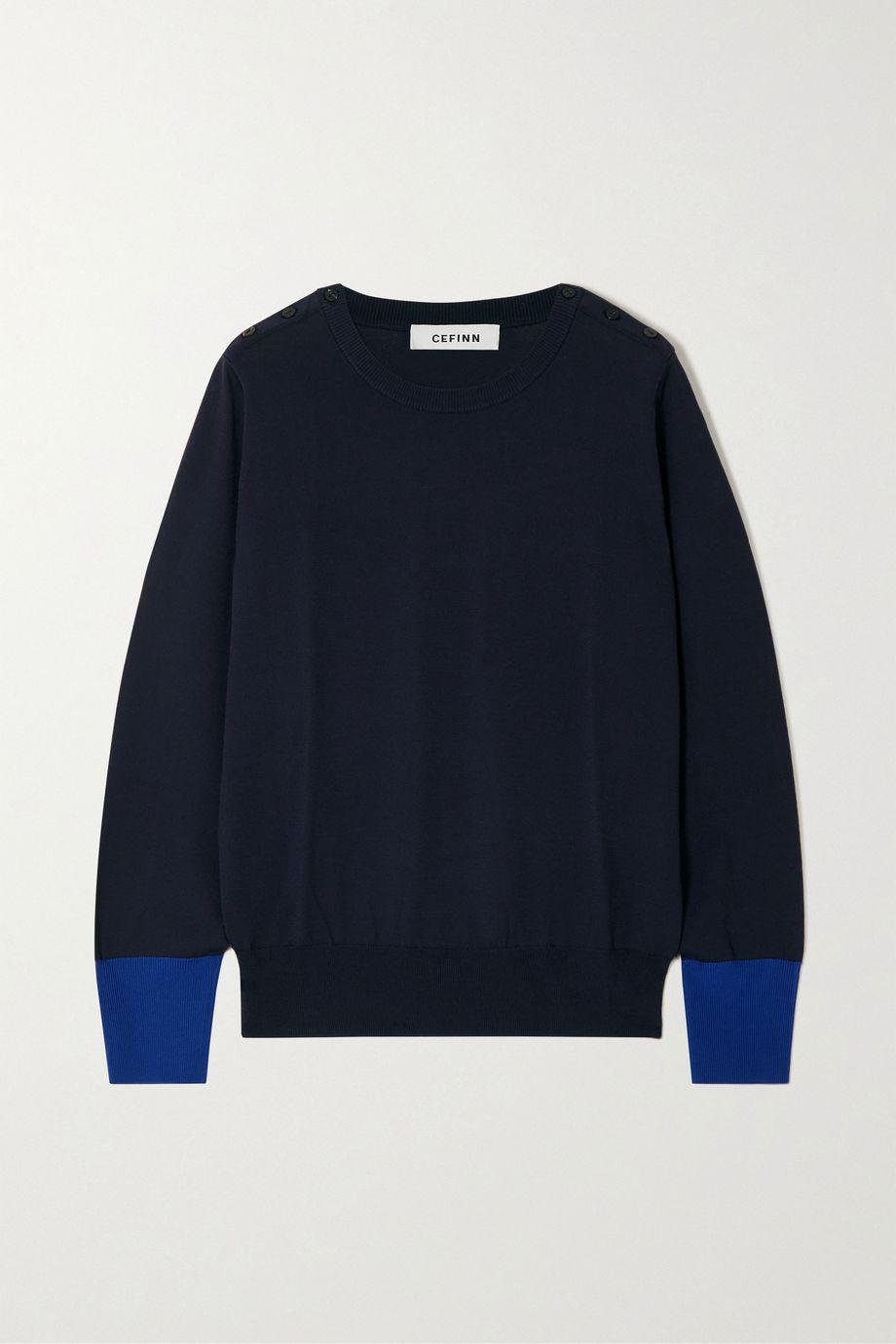Colette button-detailed two-tone knitted sweater by CEFINN