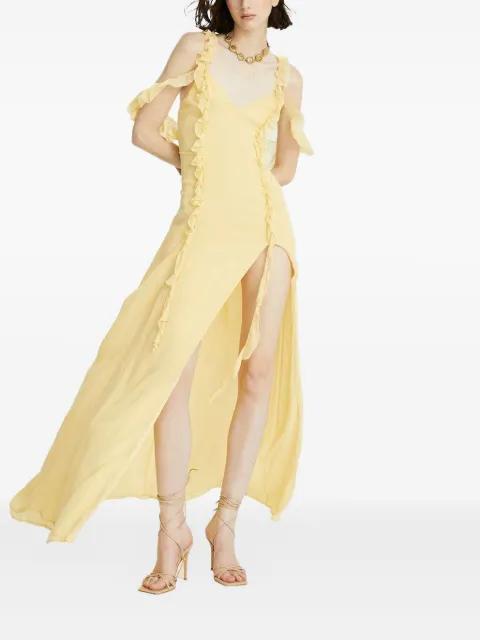 ruffl-details v-neck maxi dress by CELESTE