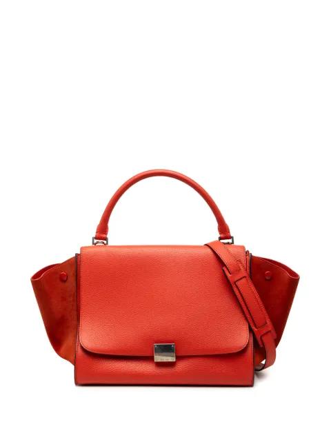 2013 Medium Drummed Calfskin and Suede Trapeze satchel by CELINE 