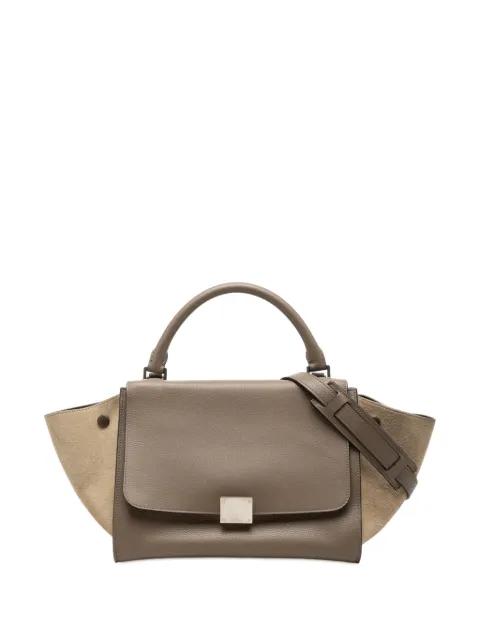 2014 Small Bicolor Calfskin and Suede Trapeze satchel by CELINE 