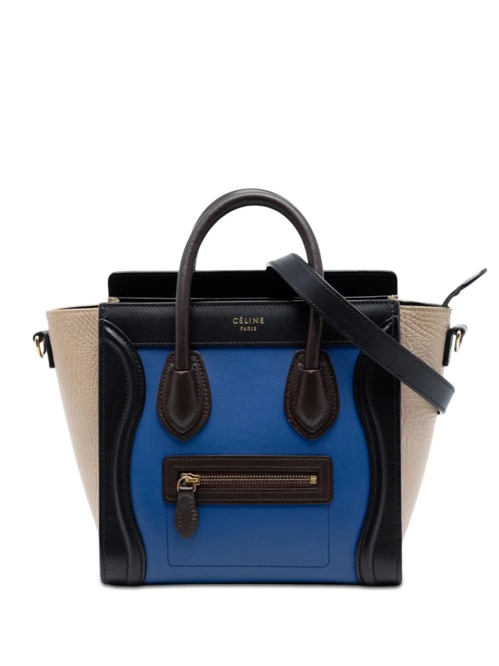 2015 Nano Tricolor Leather Luggage Tote satchel by CELINE 