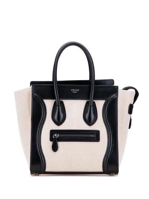 2016 Micro Bicolor Leather Trimmed Canvas Luggage tote bag by CELINE 2016 Micro Bicolor Leather Trimmed Canvas Luggage tote bag by CELINE