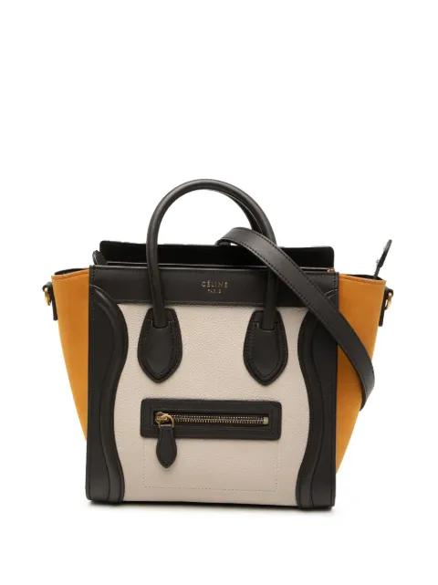 2016 Nano Tricolor Nubuck and Drummed Calfskin Luggage Tote satchel by CELINE 