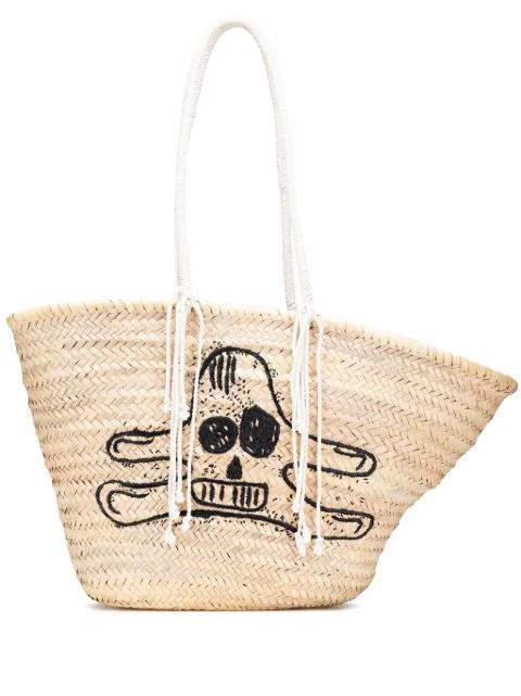 2020 Andre Butzer Large Raffia Classic Wanderer Embroidered Shopping tote bag by CELINE 