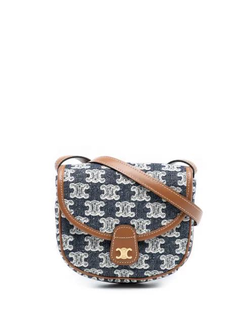2021 Mini Triomphe Canvas and Calfskin Besace crossbody bag by CELINE 