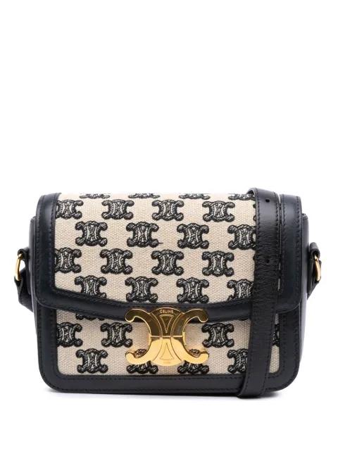 2021 Teen Embroidered Canvas and Calfskin Triomphe crossbody bag by CELINE 