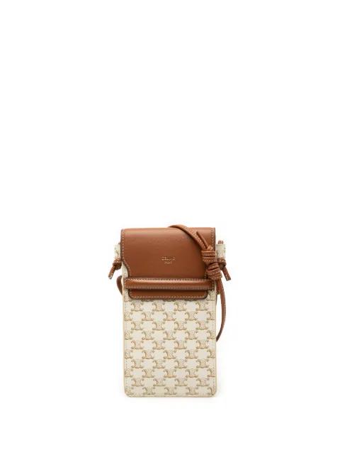 2022 Triomphe Coated Canvas Phone Pouch Flap crossbody bag by CELINE 