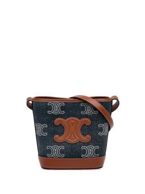 2023 Small Denim Cuir Triomphe bucket bag by CELINE 