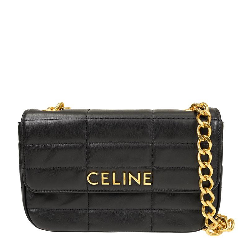 Celine Chain Shoulder Bag In Quilted Goatskin - Black by CELINE