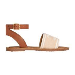 Celine Lympia in triomphe jacquard canvas and calfskin sandals by CELINE