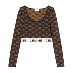 Celine monogrammed crop top in silk cotton by CELINE