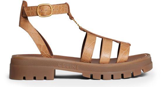 Clea Triomphe gladiator chunky in crocodile stamped calfskin sandals by CELINE