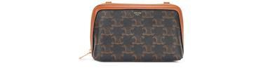 Clutch with chain in Triomphe canvas and lambskin by CELINE